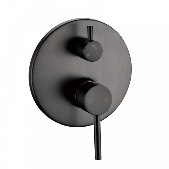 Euro Round Gunmetal Grey Shower/Bath Mixer with Diverter Wall Mounted